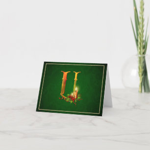 Carte pour notes de Noël allumé bougies initiale U