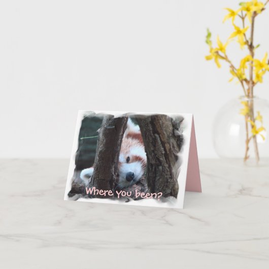 Carte pour notes de panda rouge : "Où vous étés ? (Fleur jaune)