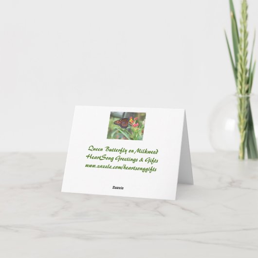 Carte pour notes de papillon de la Reine (Dos)