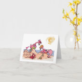 Carte pour notes de pâtés de sable de Flamant rose (Fleur jaune)