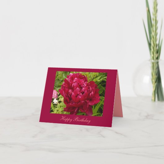 Carte pour notes de pivoine d'anniversaire (Devant)