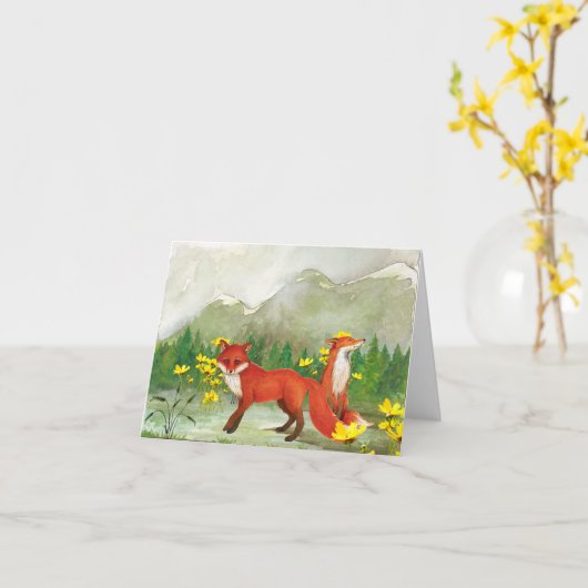 Carte pour notes de toutes les occasions Fox (Fleur jaune)