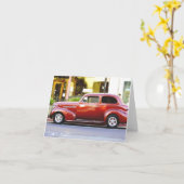 Carte pour notes de voiture rouge classique (Fleur jaune)