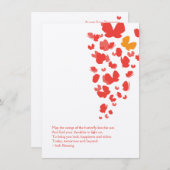 Carte pour notes de vol papillon en rose, orange e (Devant / Derrière)