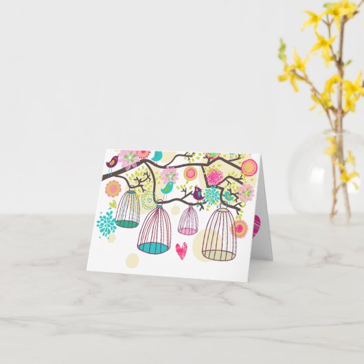 Carte pour notes des Oiseaux de Whimsical (Fleur jaune)