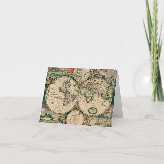 Carte pour notes du 17ème siècle de carte du monde (Devant)