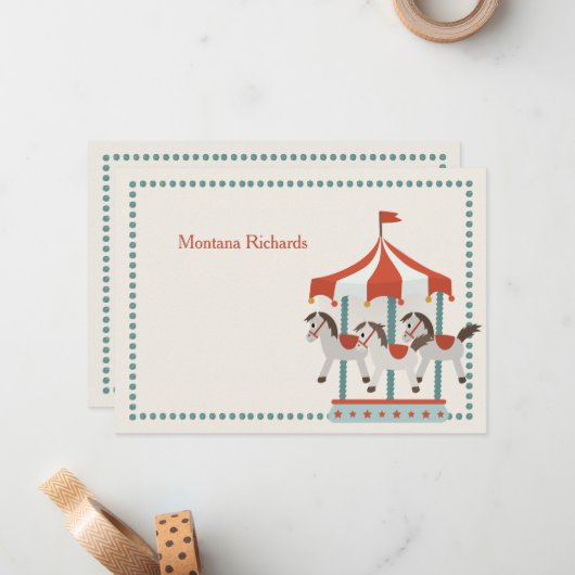 Carte pour notes du Carousel Merci (Devant/Arrière en situation)