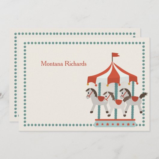 Carte pour notes du Carousel Merci (Devant / Derrière)