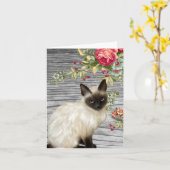 Carte pour notes en tableau avec chat siamois pein (Fleur jaune)