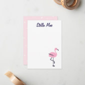 Carte pour notes flamand rose mignon (Devant/Arrière en situation)