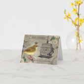 Carte pour notes français vintage d'oiseau de (Fleur jaune)