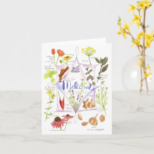 Carte pour notes médicinal d'ail de pavot (Fleur jaune)