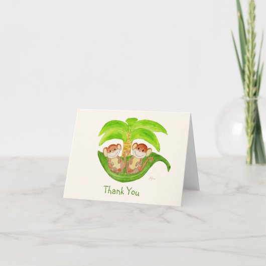 Carte pour notes Merci de singes Twins (Devant)