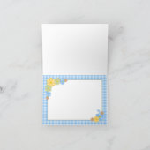 CARTE POUR NOTES Merci - EN VICHY BLEU/FLEURS (Intérieur)