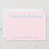 Carte pour notes moderne blanc rose clair (Devant)