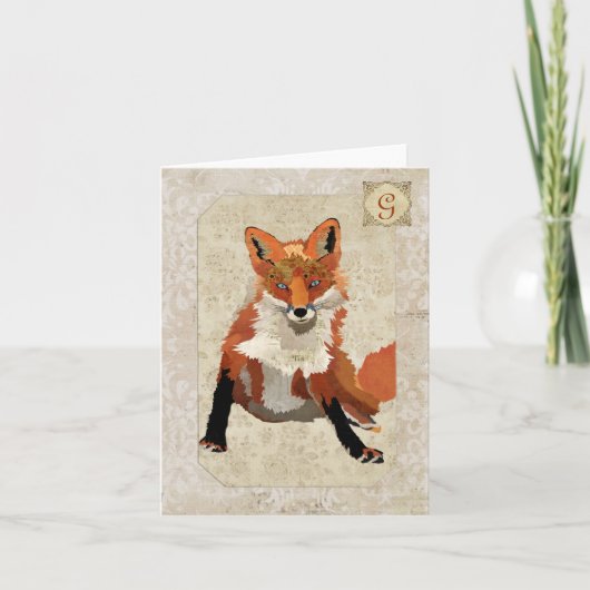 Carte pour notes Monogramme Amber Fox (Devant)