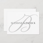 Carte pour notes Monogramme de script B (Argent /  (Devant / Derrière)