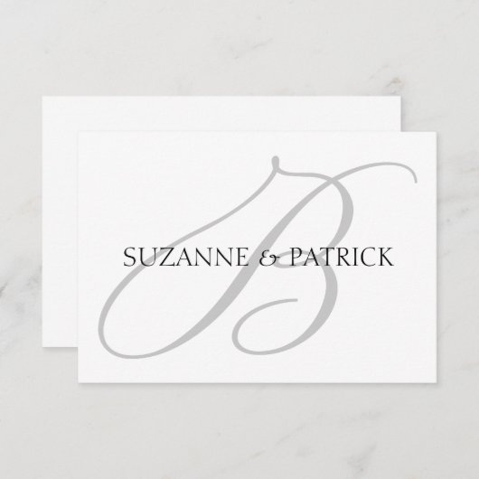 Carte pour notes Monogramme de script B (Argent /  (Devant / Derrière)