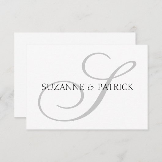 Carte pour notes Monogramme S Script (Argent / Noi (Devant / Derrière)