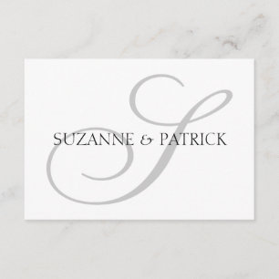 Carte pour notes Monogramme S Script (Argent / Noi