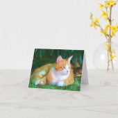 Carte pour notes orange de chat tigré (Fleur jaune)