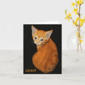 Carte pour notes orange de chaton (Fleur jaune)