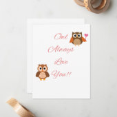 carte pour notes "Owl Always Love You" (Devant/Arrière en situation)