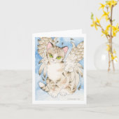 Carte pour notes personnalisable d'ange de chat (Fleur jaune)