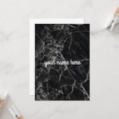 Carte pour notes personnalisé en marbre noir (Devant/Arrière en situation)