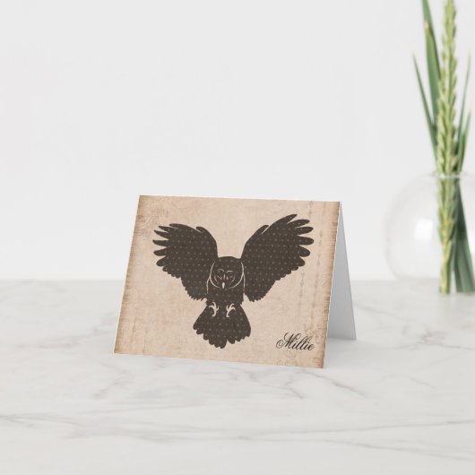 Carte pour notes personnalisé Owl Silhouette (Devant)