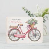 Carte pour notes personnalisé par bicyclette rose (Debout devant)
