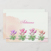 Carte pour notes Plante Cyclamen (Devant / Derrière)