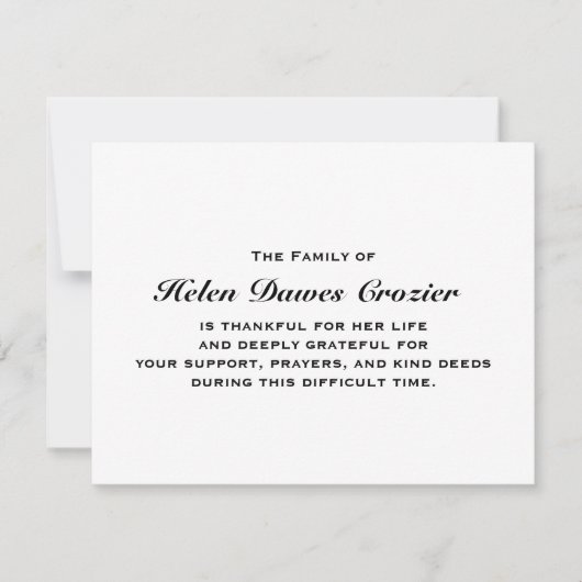 Carte pour notes plat de perte et de sympathie (Devant)