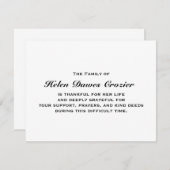 Carte pour notes plat de perte et de sympathie (Devant / Derrière)