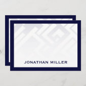 Carte pour notes plat géométrique encadré bleu mar (Devant / Derrière)