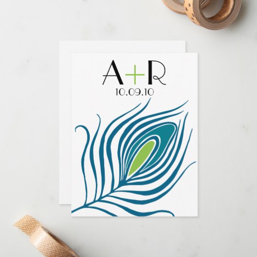 Carte pour notes plat Peacock (Devant/Arrière en situation)