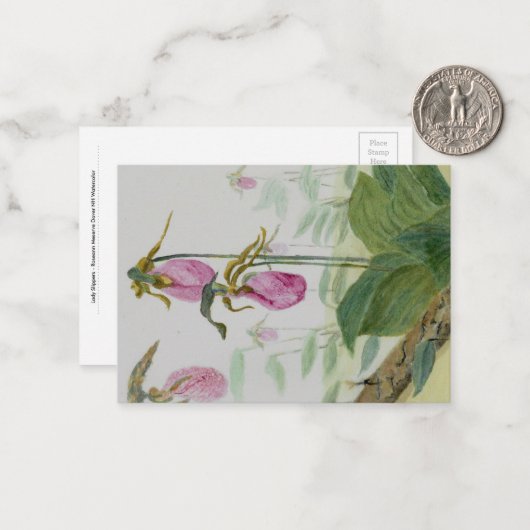 Carte pour notes plat rose Lady Slipper (Devant/Arrière en situation)