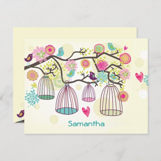 Carte pour notes plat Spring Friends (Devant / Derrière)