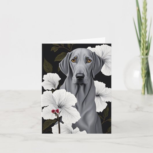 Carte pour notes plié Weimaraner tropical (Devant)