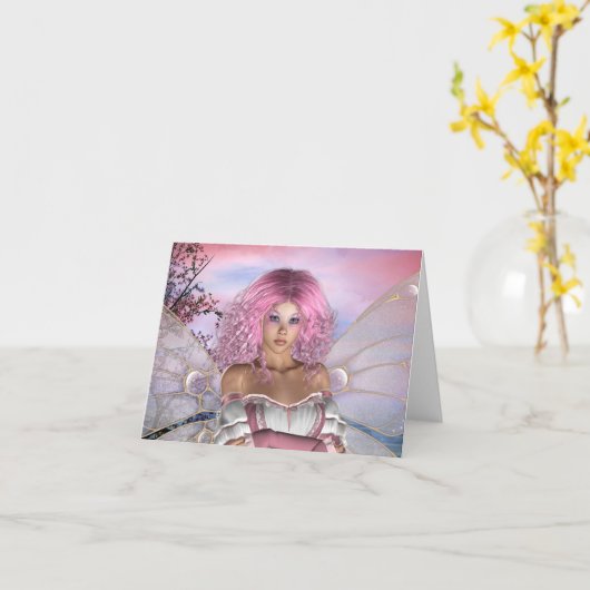 carte pour notes rose (Fleur jaune)