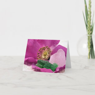 Carte pour notes - Rose de plage et verre de mer