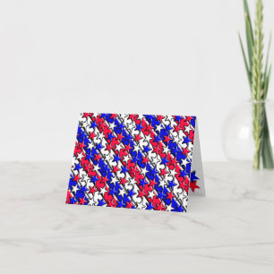Carte pour notes rouge, blanc et bleu, rayures et