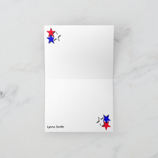 Carte pour notes rouge, blanc et bleu, rayures et (Intérieur)