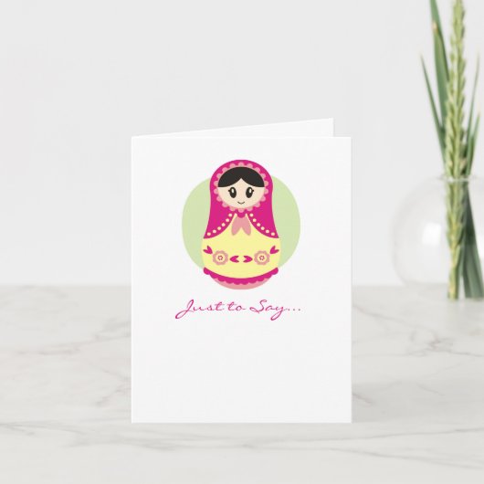 Carte pour notes russe rose de poupée (Devant)