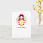 Carte pour notes russe rose de poupée (Fleur jaune)