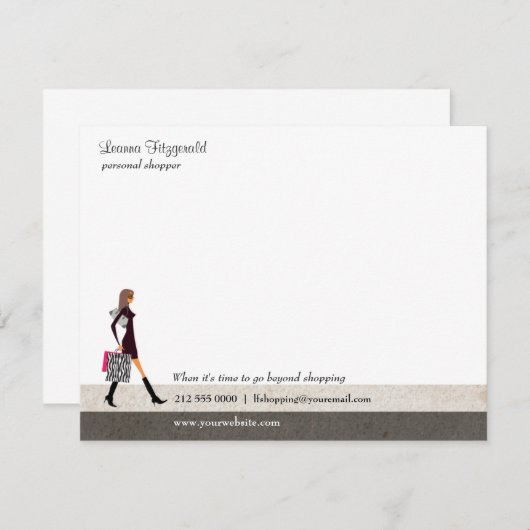 Carte pour notes Shopper sophistiqué (Devant / Derrière)