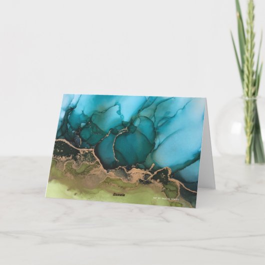 Carte pour notes turquoise noir laiton à encre noi (Dos)