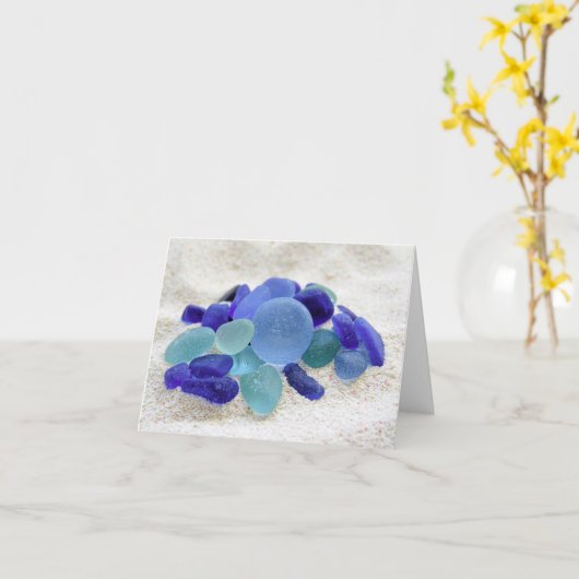 Carte pour notes - verre bleu de mer (Fleur jaune)