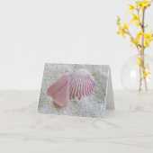 Carte pour notes - Verre de mer rose et coquillage (Fleur jaune)