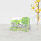 Carte pour notes vert de la grange en pierre de pr (Fleur jaune)
